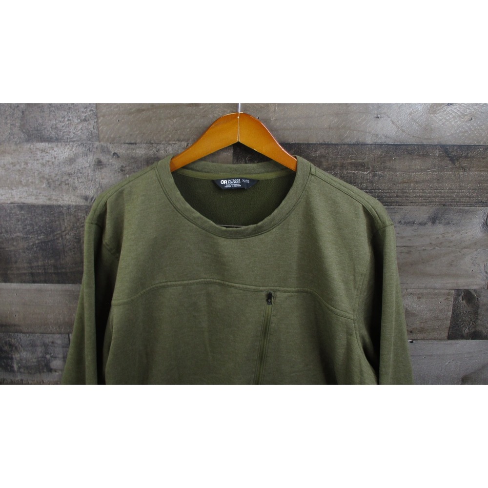 Outdoor Research Sweater Mens XL Green Emersion Fleece Crew‎ Pullover Zip Pocket